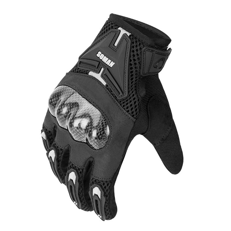 SOMAN Motorcycle Gloves Carbon Fiber Leather Moto Riding Gloves Men Motorbike Protective Gears Motocross Gants Moto Luvas MG19-S