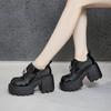 Loafers women's autumn 2025 new thick-soled thick-heeled inner height-increasing women's shoes versatile British style round head small leather shoes