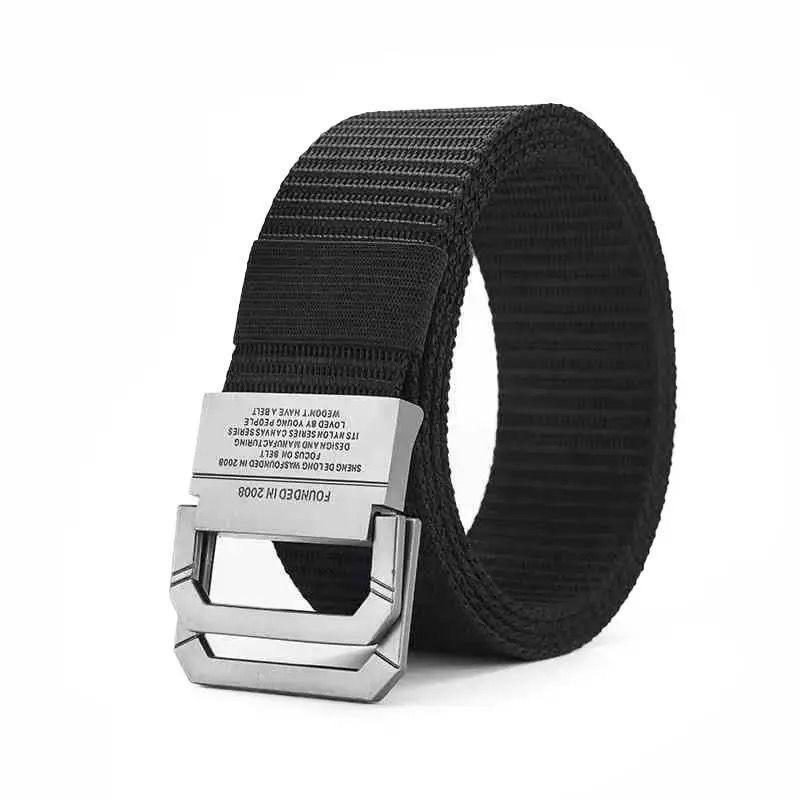 Men's Double Ring Casual Canvas & Leather Belt