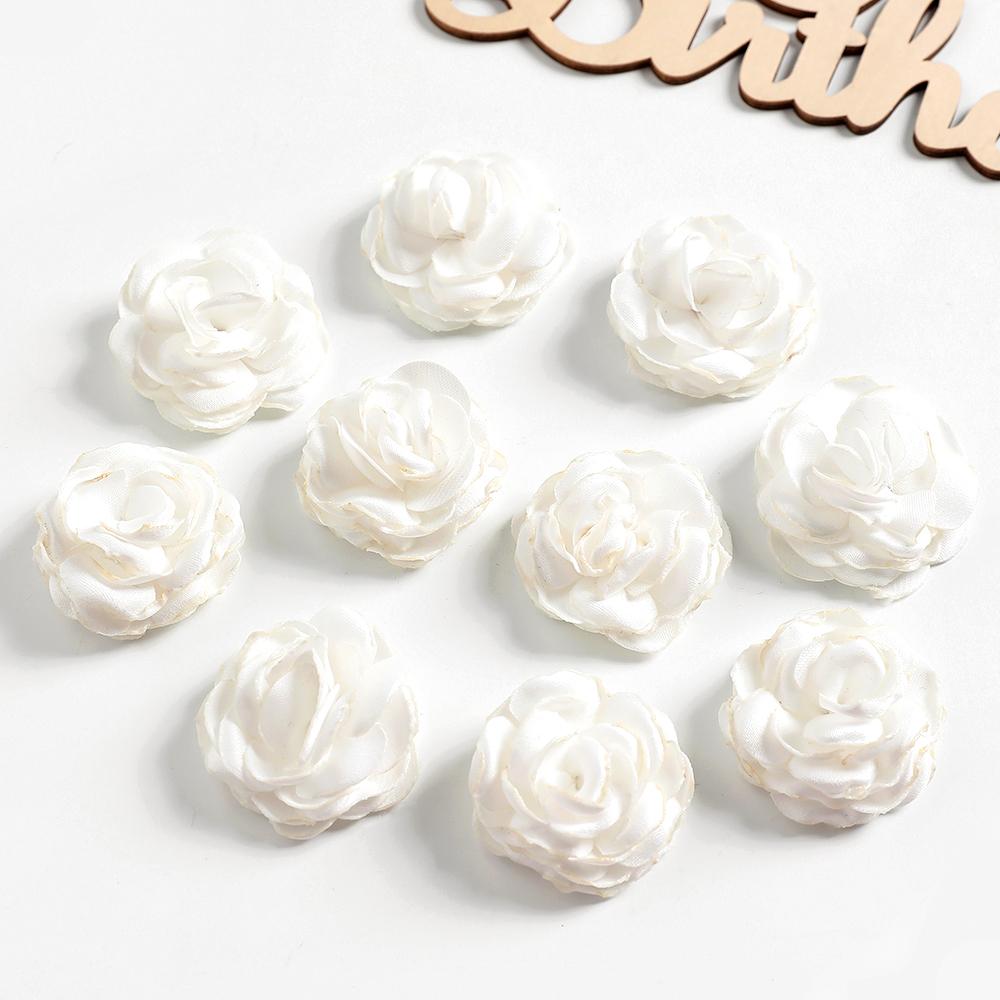 5/10Pcs Artificial Flowers 3.5cm Handmade Burned Edge Camellia Flowers For DIY Sewing Crafts Clothing Accessories Wedding Decors