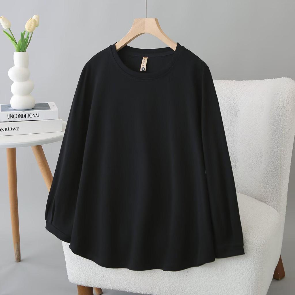 Frühling/Sommer 2026 Damen Plus Size Baumwoll-T-Shirt mit Sieben-Viertel-Ärmeln - Rundhals, Einfach, Vielseitig, Lässiges Oberteil