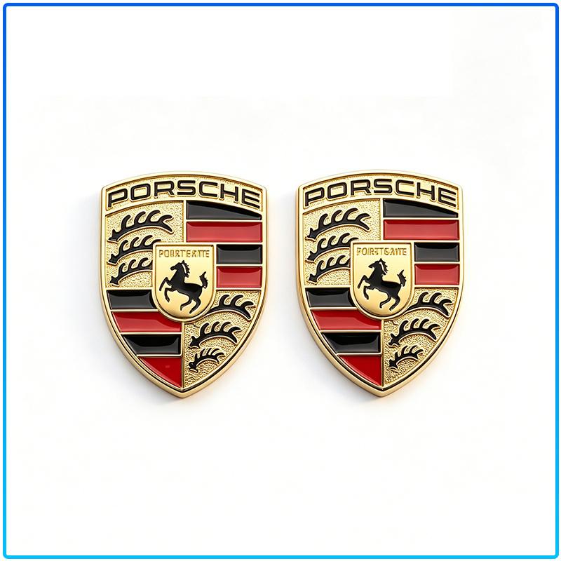 1Pcs Metal Texture Porsche Shield Badge Waterproof Anti-Fade Decor Sticker Fit All Porsche Sedan SUV Sports Car Interior Modification