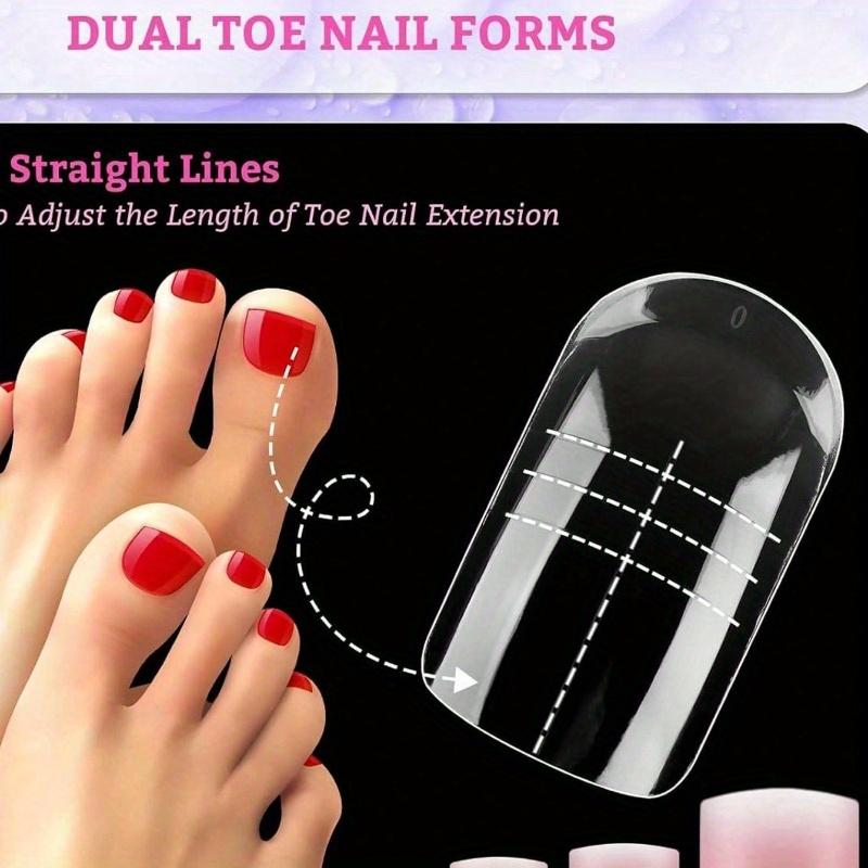 60pcs Polygel Toe Nail Extension Molds Full Cover Reusable Acrylic Nail Tips Dual Nail Forms for Toes DIY Manicure Nails Tool