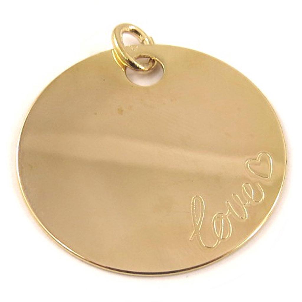 Les Trésors De Lily [C7267] - Gold Plated 'Love' Pendant - 35 Mm (to Be Engraved)