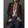 Women's European American Style Solid Color Patchwork Lace Velvet Long Sleeve Coat