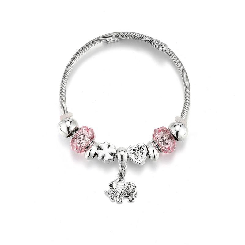 Panjia Stainless Steel Crown Beaded Bracelet Adjustable Bracelet Women's Fashion Jewelry Gift