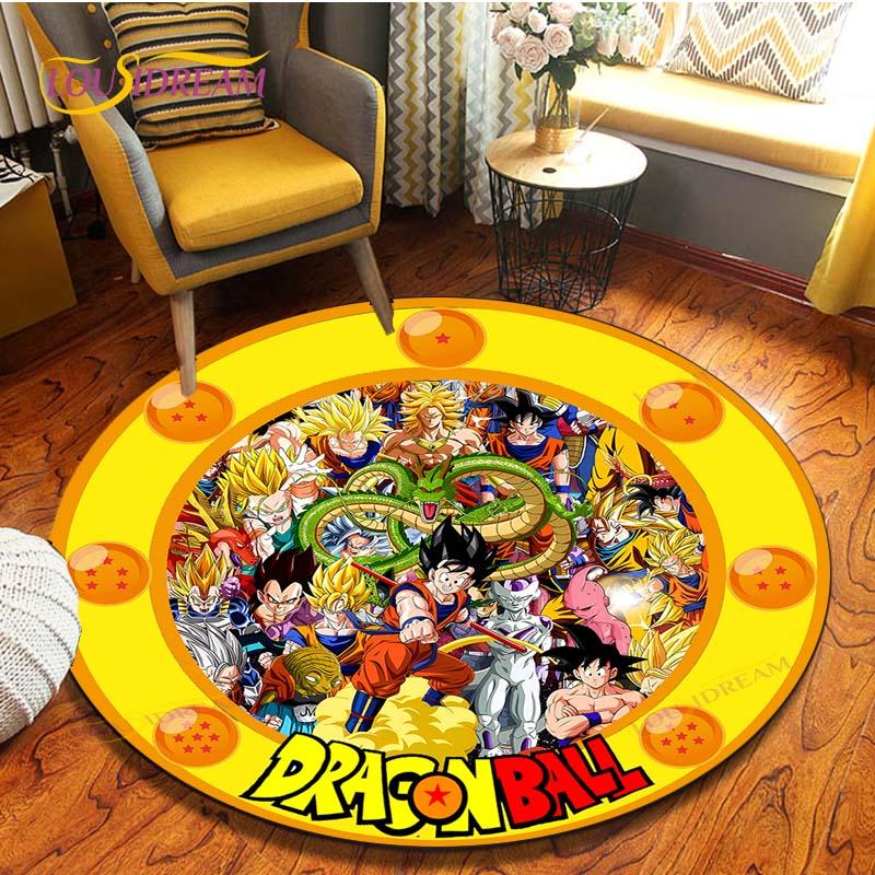 Anime Dragon Ball Goku Round Carpet  Living Room Non-slip Chair 3d Carpet Home Decor Tapis Salon Rugs Mats