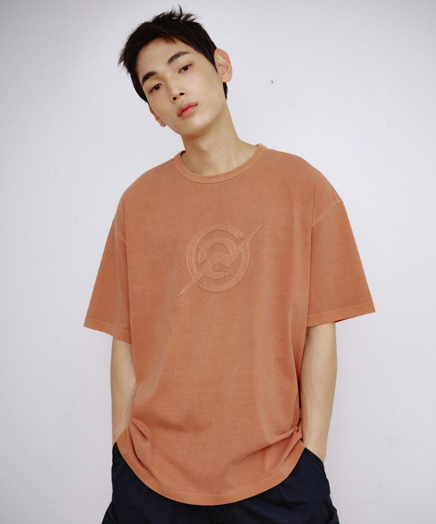 Kallapataleu Kp Symbol Logo Pigment Washed Short-Sleeved T-Shirt - Orange