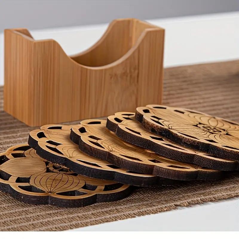 Fashionable Wooden Cup Mat | Petal and Lotus Leaf Shape, Heat-Resistant Table Tea Mat, Perfect for Christmas and Festive Parties