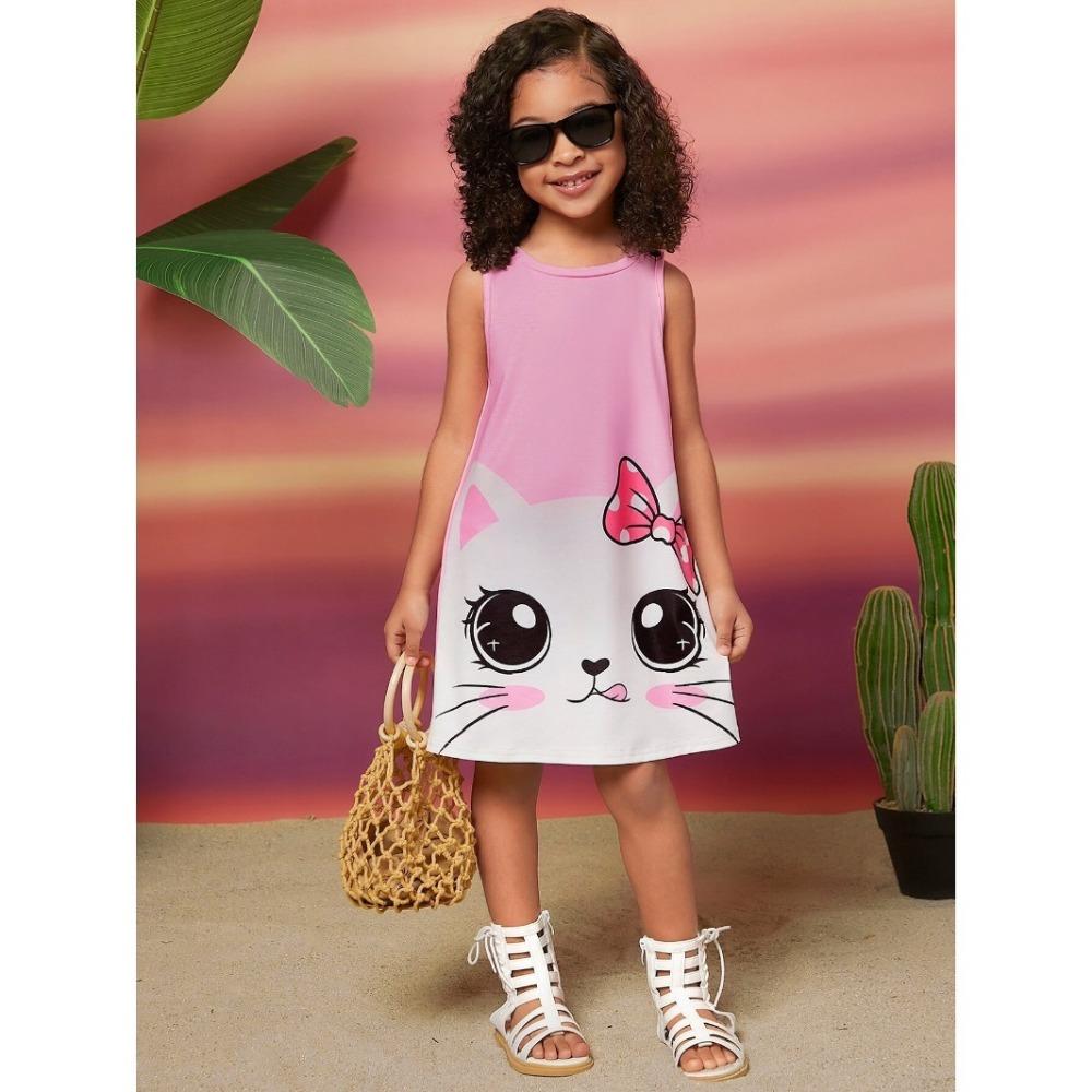 

Детские платья-сарафаны без рукавов с круглым вырезом, платья, платья для девочек, милое платье принцессы с 3D цифровой печатью в виде бабочек 120cm