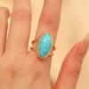 Geometric Geometric Open Ring Korean Style Wide Finger Buckle Turquoise Metal Ring  Gift