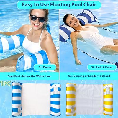 1Piece Large Inflatable Water Lounge Chair Pump Foldable Portable Stripe Floating Hammock Adults Pvc Pool Float Travel Home Pool