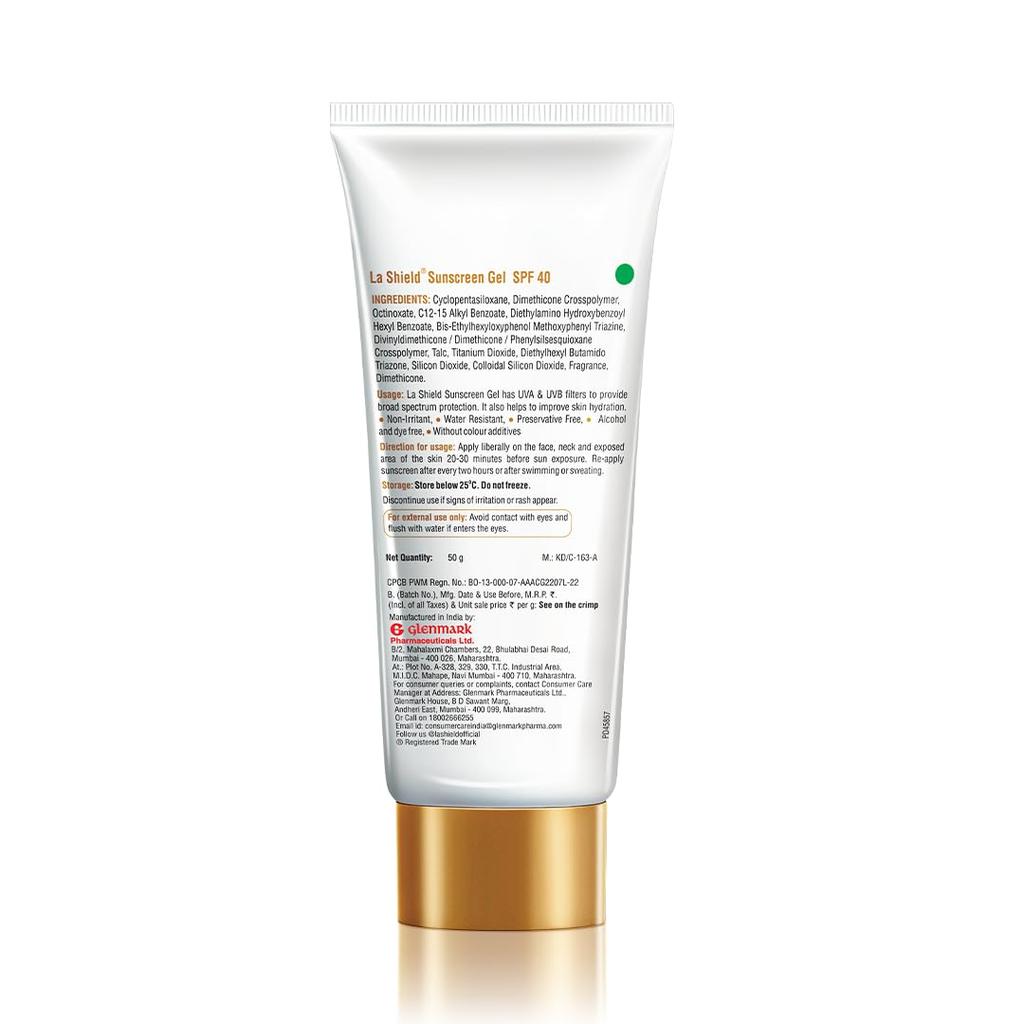 La Shield SPF 40 PA+++ Mineral Sunscreen Gel 50g | Oil-Free Lightweight Matte Finish | No White Cast For Oily, Sensitive & Acne-Prone Skin