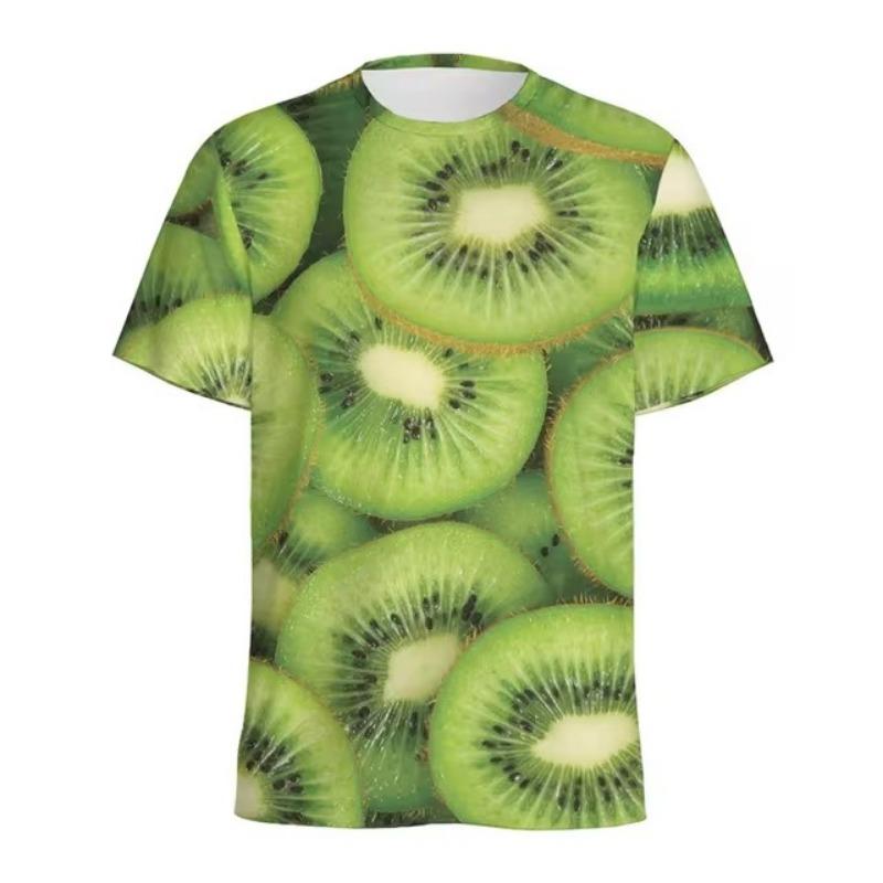 Mode Kiwi Erdbeere Grafik T-shirt Männer Cartoon 3D gedruckt Früchte T Shirts Frauen Rundhals T-Shirts Tops lose kurze Ärmel