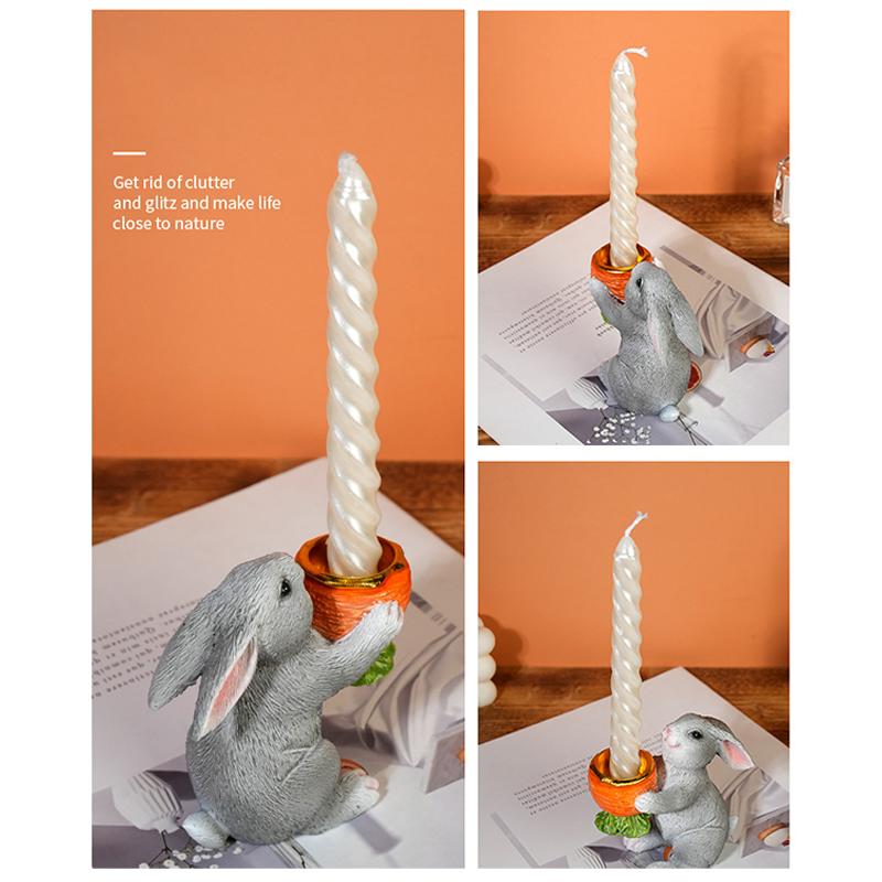 Easter Bunny Candlestick Holders Vintage Rustic Bunny Stick Holders Resin Taper Candle Centerpieces Decor