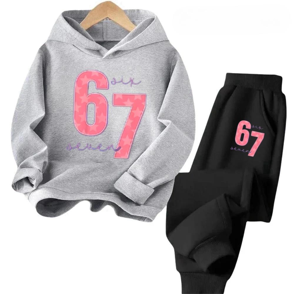 67 Trendy Big Kids Set 4-13Y Abstract Pattern 2Pcs Outfit Comfortable Daily Wear Worldwide Children's Comfortable Sweatshirt Set