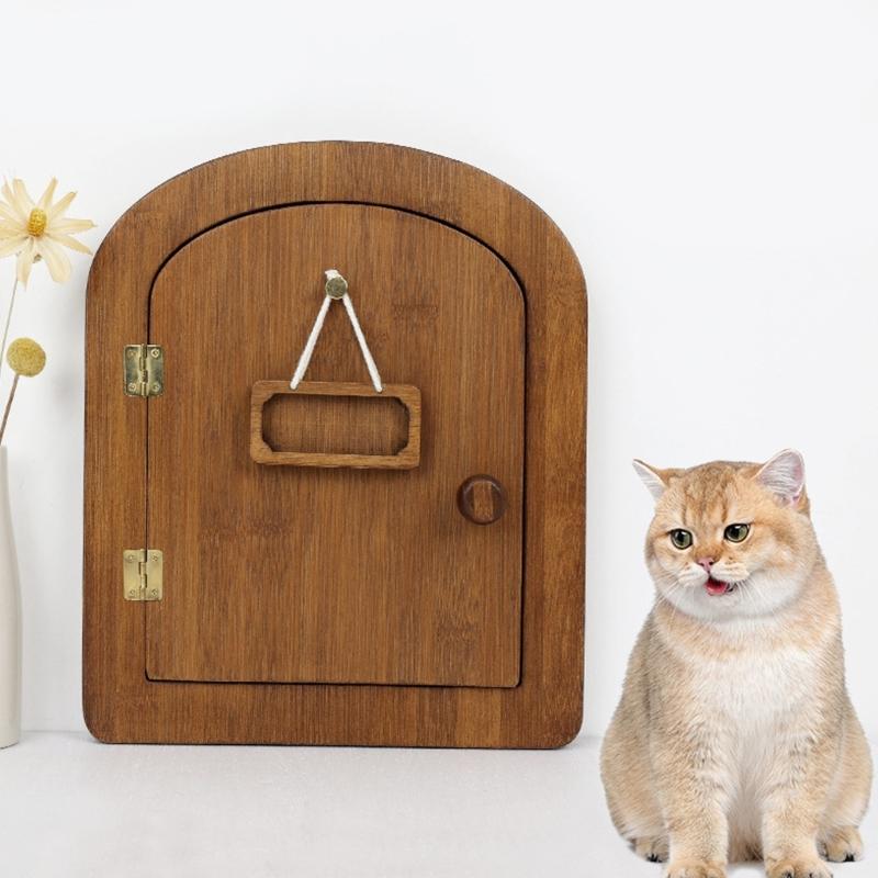 Antique Pet Door Carbonized Wood Access Door for Easy Enter to Various Home Decoration and Setting Small Dog Cats Gate