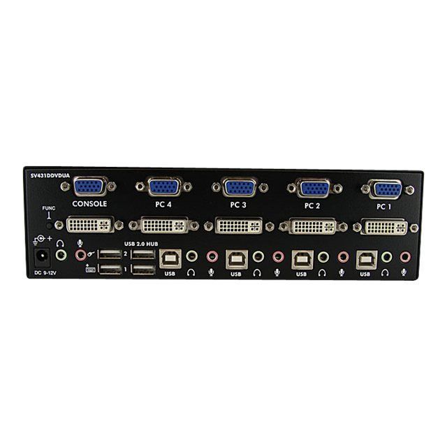 Commutateur KVM USB et double écran DVI/VGA à 4 ports avec audio et hub USB 2.0 - STARTECH.COM - SV431DDVDUA