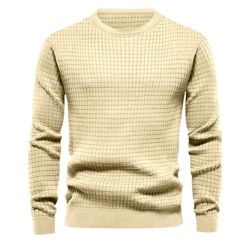 

Men s European-American Plaid Long-Sleeve Knit Pullover XXL