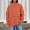 Women's Fashion Oversized Fleece-Lined Long-Sleeve High-Neck Pullover Solid Color Sweatshirt