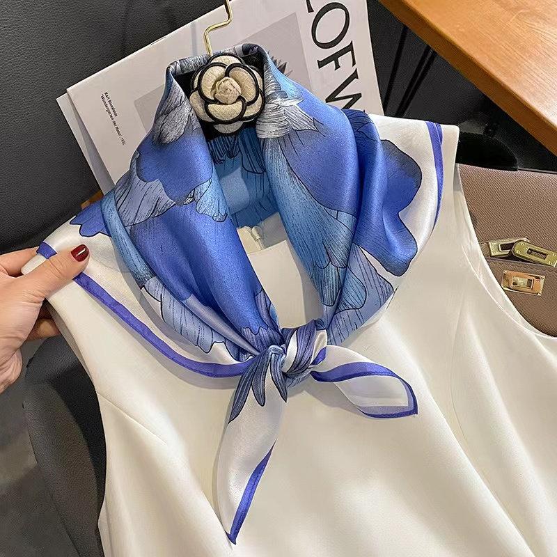 Damen Klein 100% Reine Seide Schal 53cm Quadrat Modedruck Schals Hals Haar Handgelenk Bandana Schmale Krawatte Schals Luxus