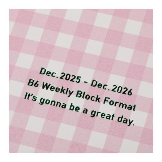 Notebook 2026 Schedule Book Starting December 2025 Weekly Block B6 Exact Size Hardcover Gingham Check Yellow Marks 26WDR-CB03-YE