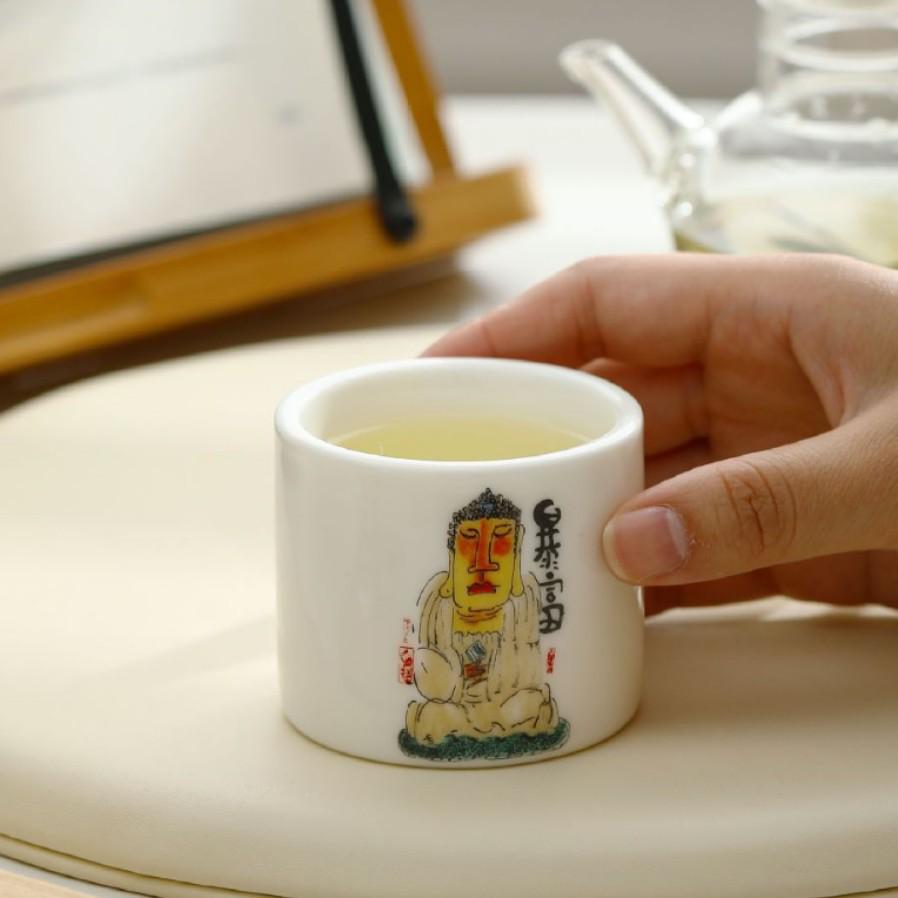 Sheep Fat Jade Porcelain Cartoon Tea Cup - Ceramic White Porcelain Gongfu Master Cup Souvenir