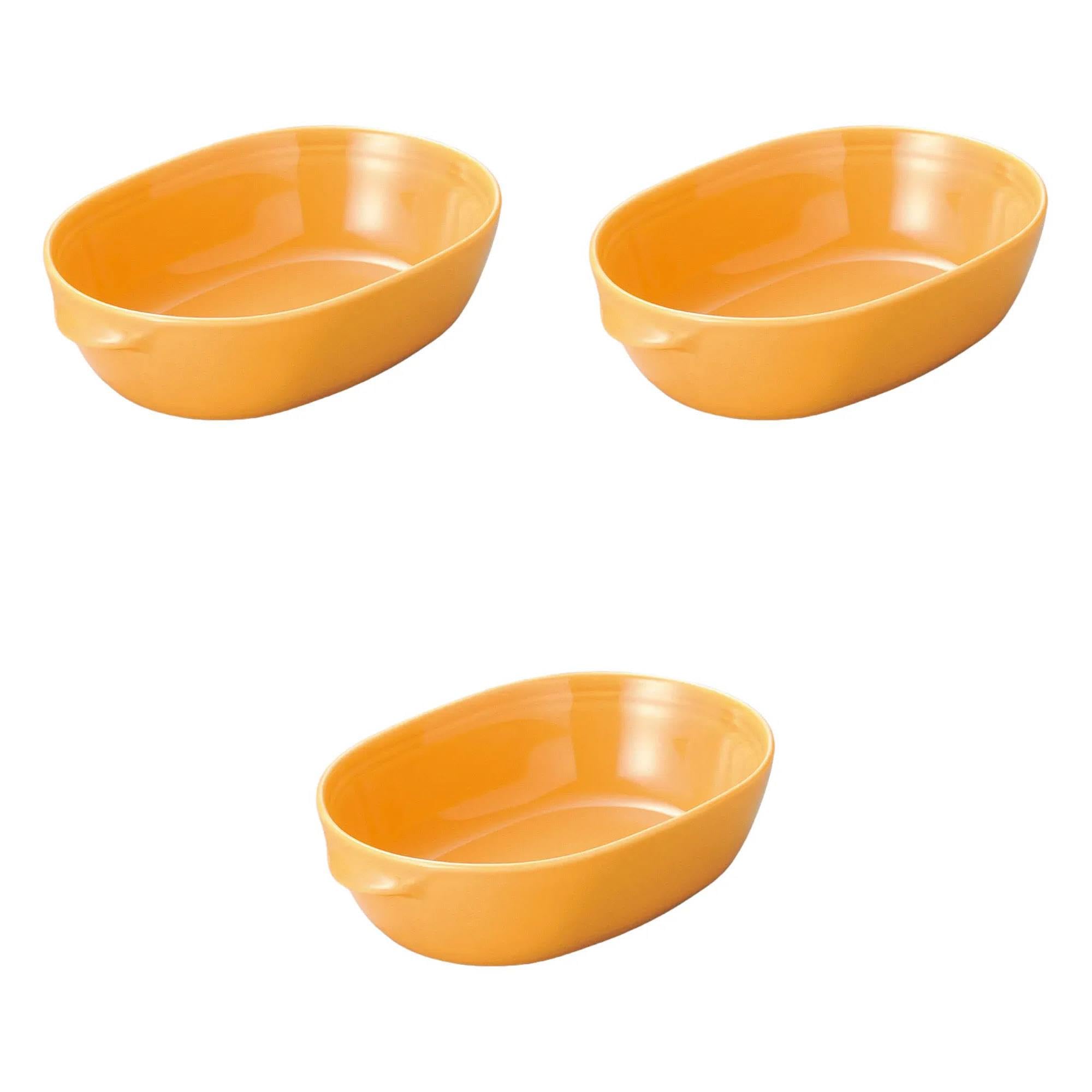 

Набор из 3 янтарных форм для запекания с ручками x x 4 Керамическая форма для запекания Setomonohonpo [16 10,7 см] янтарь