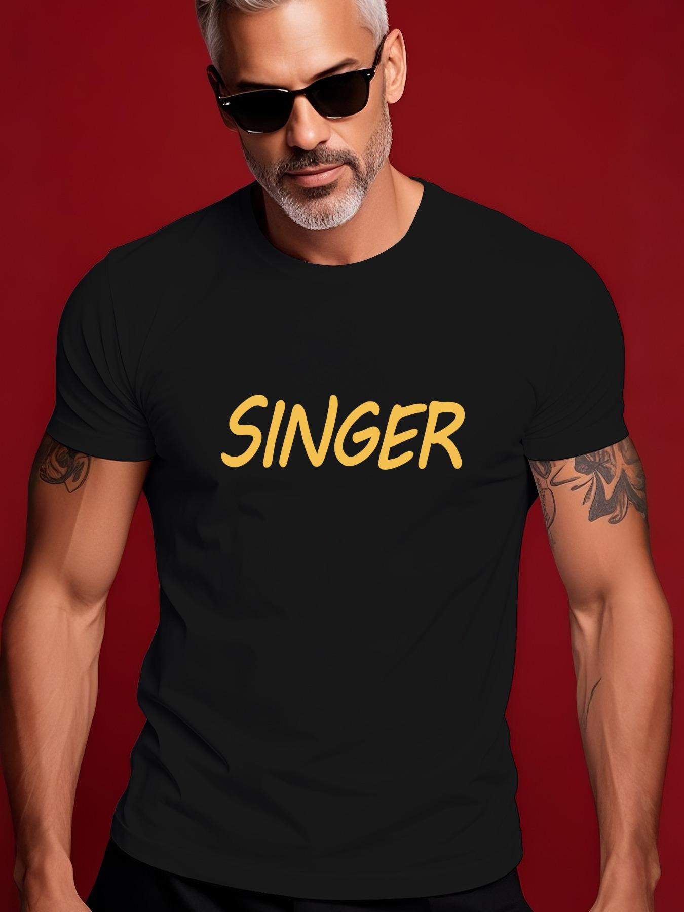 100% Cotton Casual Short Sleeve Tshirt with Bold SINGER G... XL