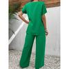 Western Style New Casual Loose Short sleeve Top Wide Leg Pants Set Loose Top and Pants Set