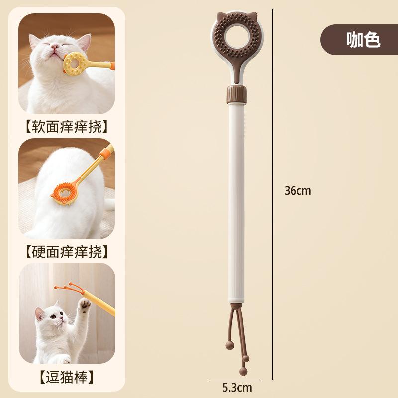 Pet Back Scratcher Adjustable Double Sided Massager Teasing Stick Cat Toy Itching 2-in-1 Cat Toys Interactive