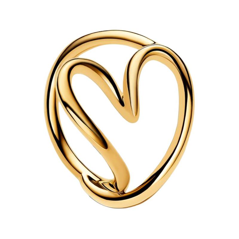 Pandora Organic Heart Shape Hollow Design Ring Women s Gold 163288C00 золотой
