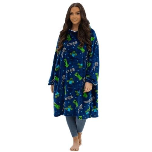 Minecraft Unisex přikrývka s kapucí pro dospělé Creeps Fleece