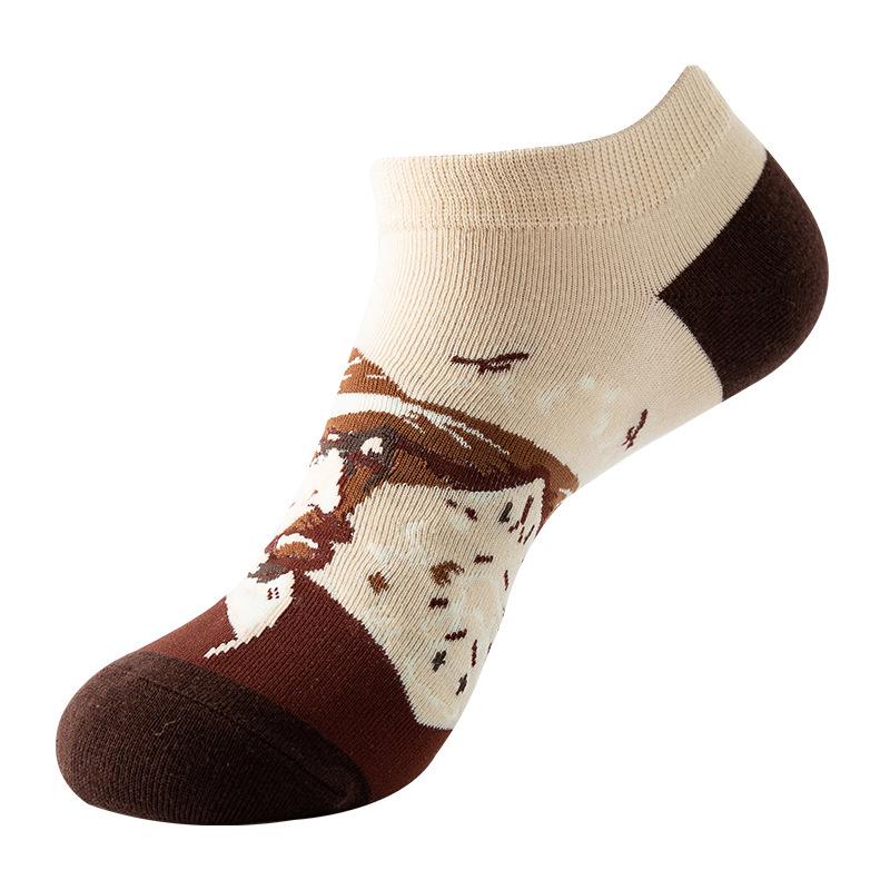 Spring Summer Socks Cute Funny Harajuku Cartoon Men Boat Oil Painting Food Casual Cotton Short Socks for Female Sox