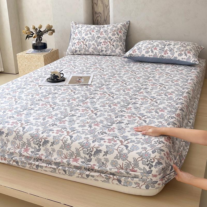 New printed single-piece fitted sheet three-piece set, washable mattress protective cover, all-inclusive mattress and pillowcase