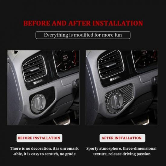 Carbon Fiber Headlight Switch Panel Cover Trim Fits VW Golf 7 GTI MK7 2014-