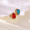 Hot-selling colored zircon double water drop ring for women's exaggerated high-end light luxury full diamond ring jewelry retro