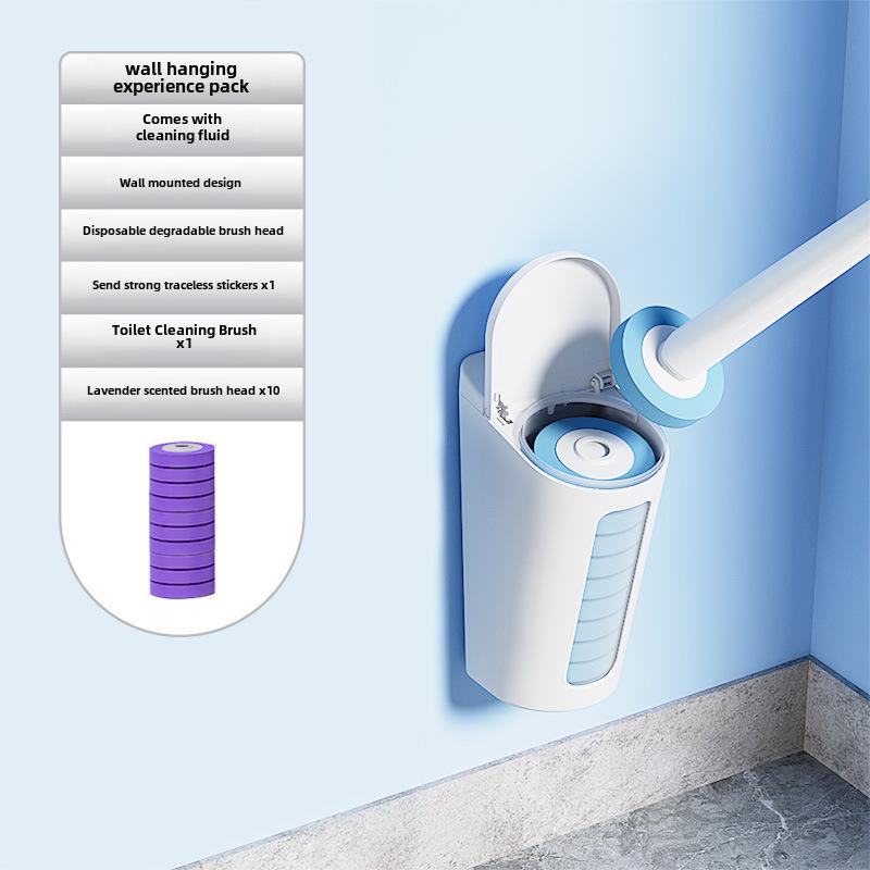 Disposable Wall-Mounted Bathroom Cleaning Brush with Replacement Heads