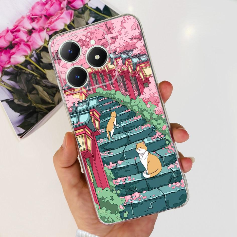 For Realme C63 4G 2024 Case RMX3939 Cover Cute Love Heart Soft Clear Silicone Protective Cases For Realme C61 4G C 61 C 63 Funda