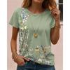 2025 Women's T Shirt Floral Graphic Fashion Stylish Classic Short Sleeved Crew Neck