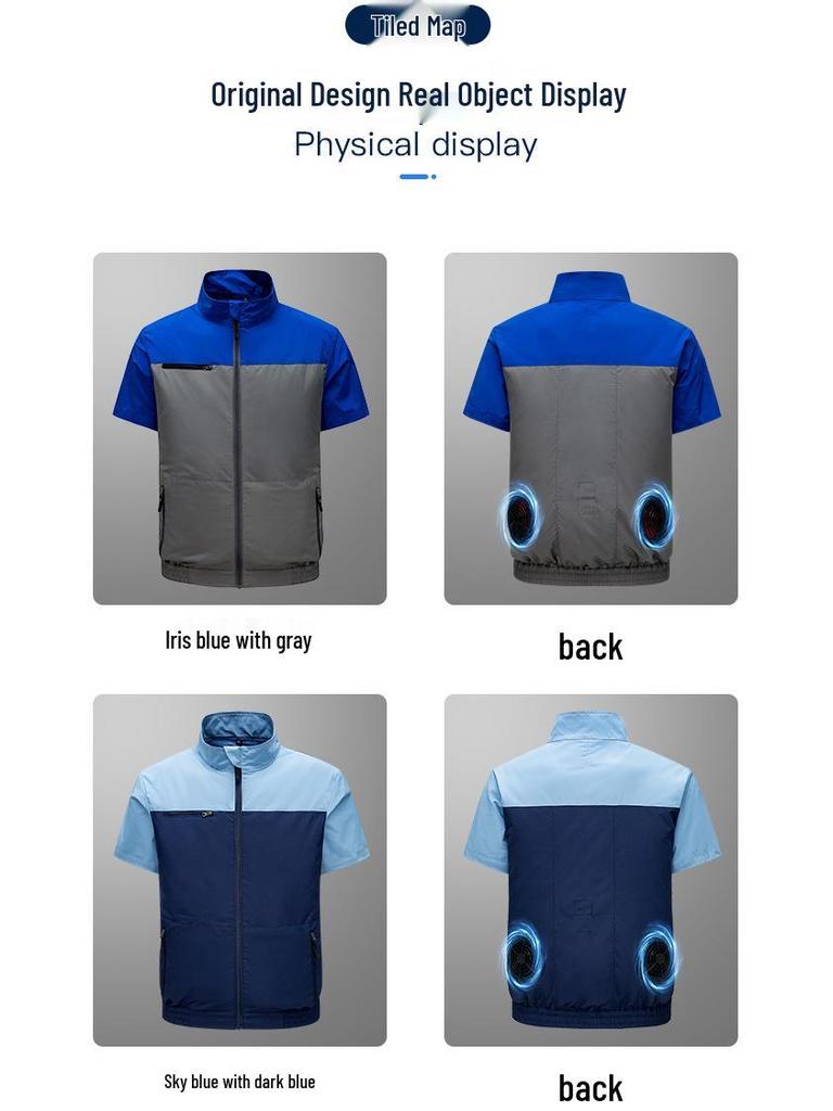 Cooling Air Conditioning Vest with Fan: Sun Protection Short Sleeve for Outdoor Heatstroke Prevention