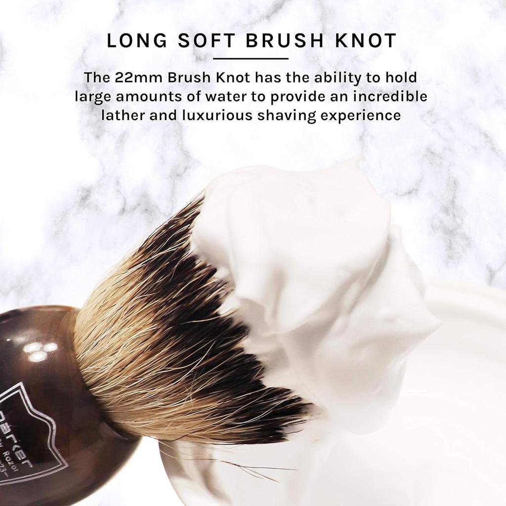 Parker Faux Horn Handle Silver Tip Badger Hair Shaving Brush with Stand Shaving Barber HHST 100% Men's [Item]