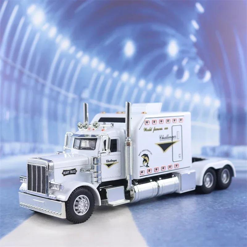 AAZZ1 1:24 PETERBILT 389 Heavy Truck Tractor Toy Model Alloy Diecast Sound Light Pull Back Model Truck Boys Toy Gifts Collection