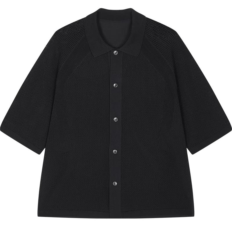CROQUIS Men's 2025 Spring Jet Black Cotton Cardigan
