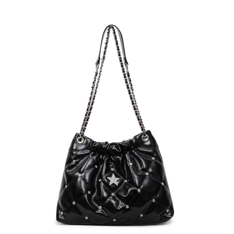Rhombus Chain Small Bag Women's New Fashion Retro Bucket Bag Versatile Casual Messenger Bag