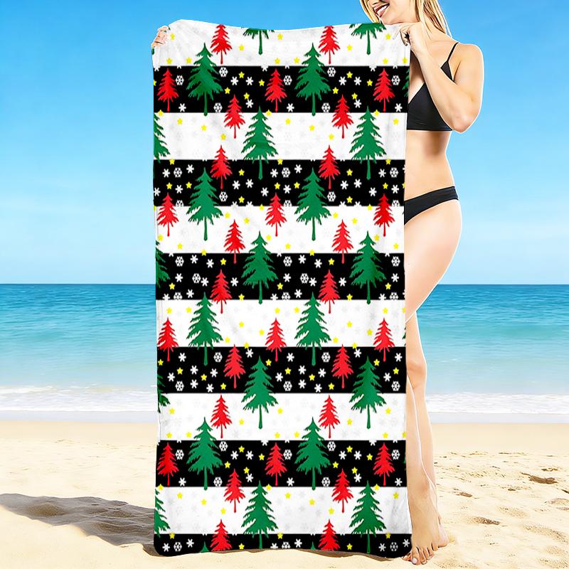 1Pc Christmas Tree Beach Towel Quick Dry Multiuse For Beach Pool Gym Yoga Home Travel Christmas Halloween Xmas Gift S170