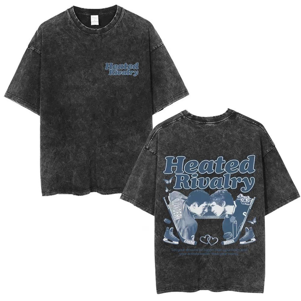 Heated Rivalry Shane Hollander Ilya Rozanov Hollanov washed Vintage Tshirt Men Women Fashion Oversized T Shirts Streetwear