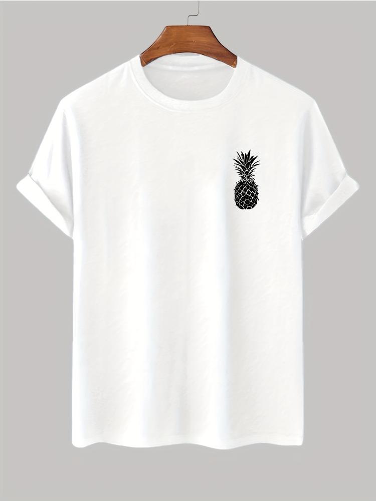 2026 Fashion Short Sleeve T Shirt Pineapple Print Soft Breathable Crew Neck Lady Summer Tops Graphic Tees Playeras De mujeres