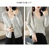 Women's V-neck Knitted Cardigan - Long-Sleeve All-Season Outerwear Sweater