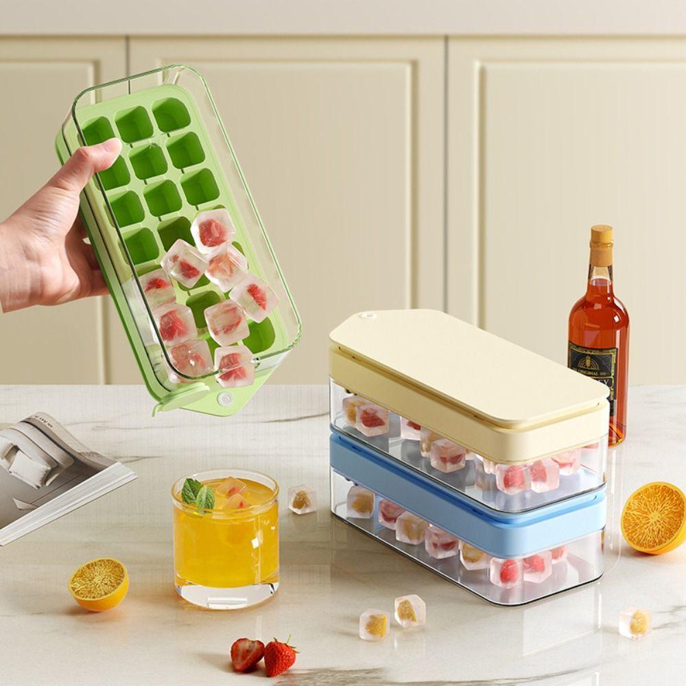 Food Grade Silicone 2in1 Ice Cube Straw Cups Press Type Ice Cube Tray Ice Tray Mold Travel